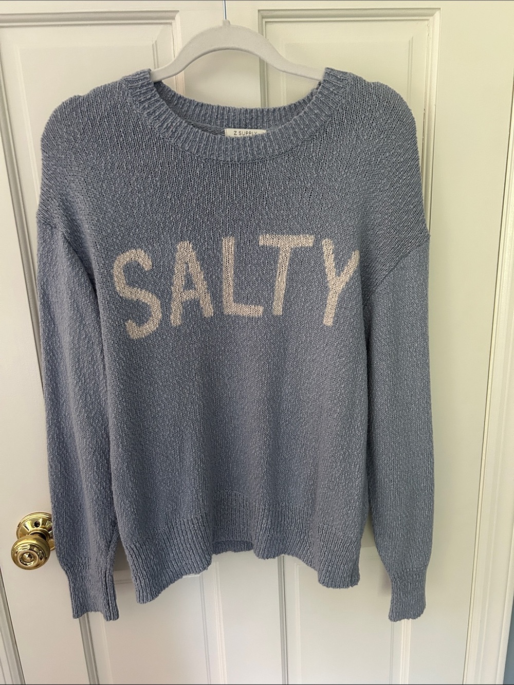 Z Supply 'SALTY' Crewneck Sweater in Dusty Blue, sz small